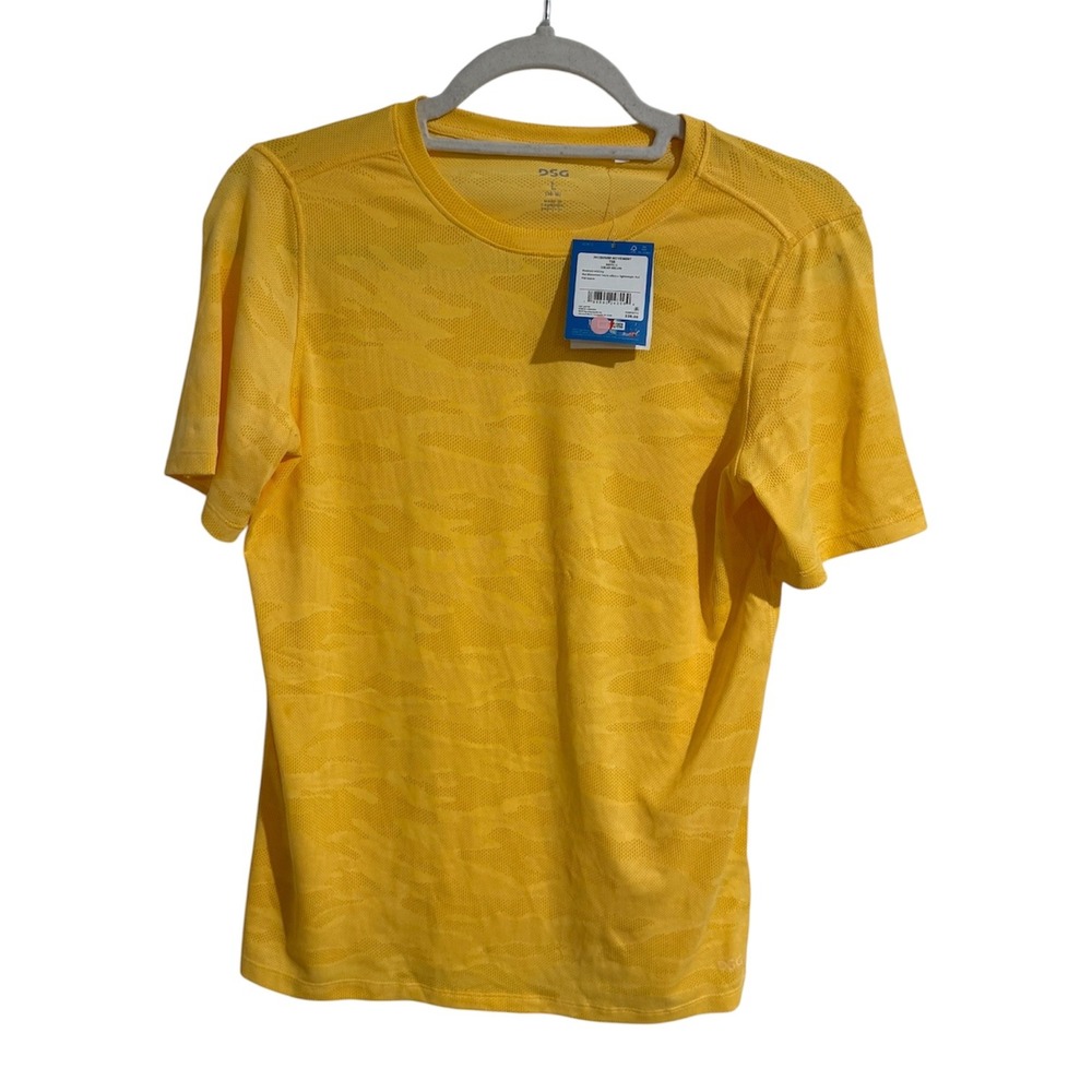 DSG Boys XL 18 Jacquard Movement Tee Solar Melon Yellow Camo Athletic‎ Shirt NWT